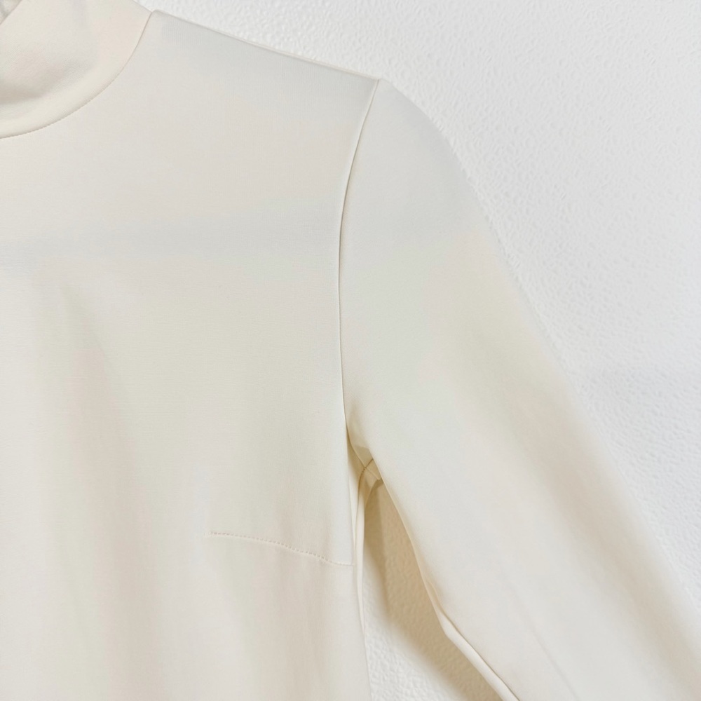 Sunday Best Cream Mock Neck Fit & Flare Mini Dress Size S Long Sleeve Skater - Picture 5 of 16